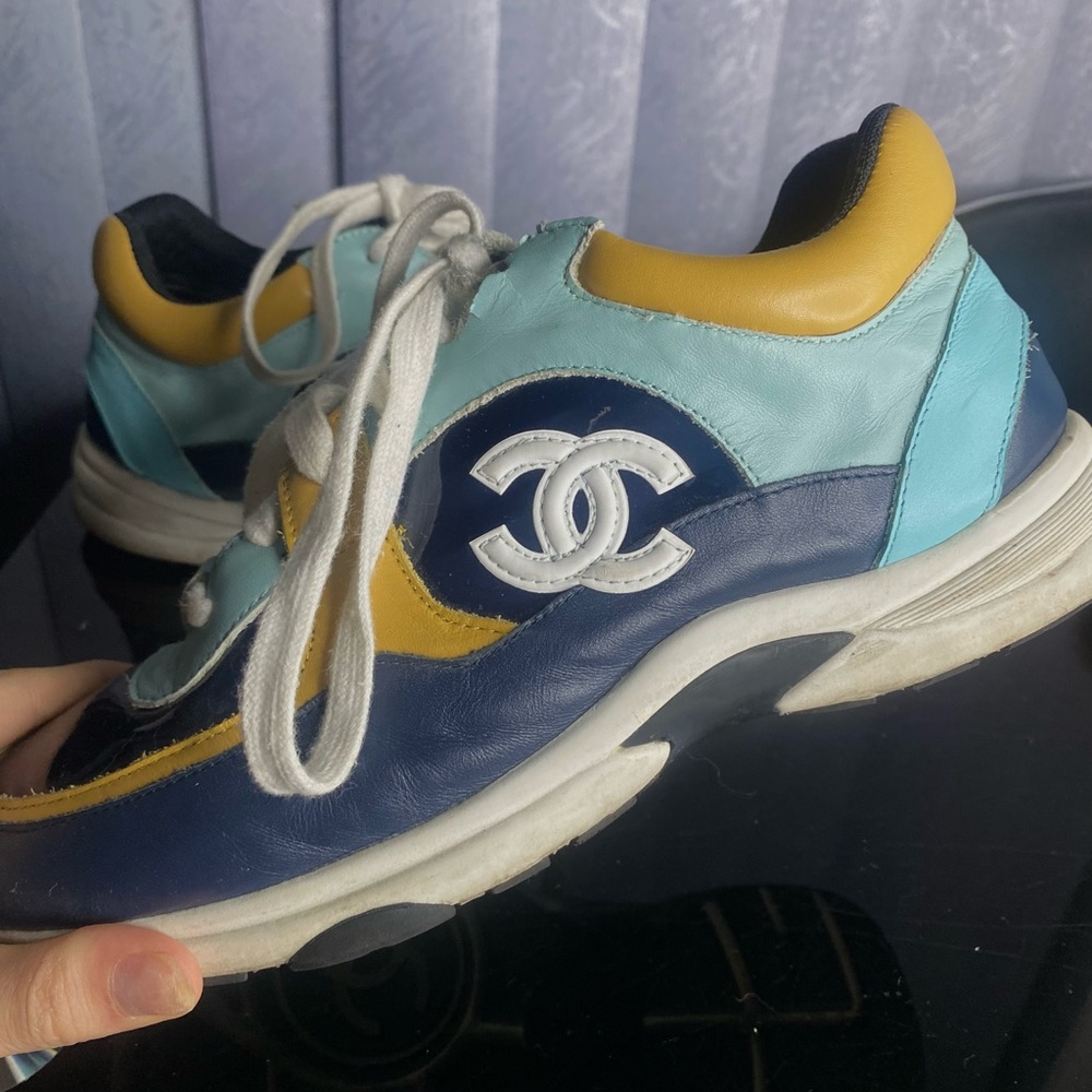 Chanel Multicolor Leather CC Logo Lace Up Sneaker